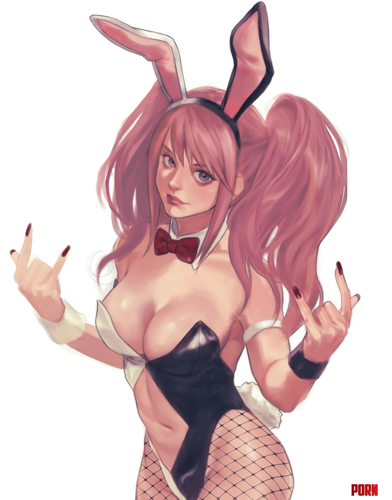 Bunny Junko throwing the horns Danganronpa tdnng by EvidenceOfDespair