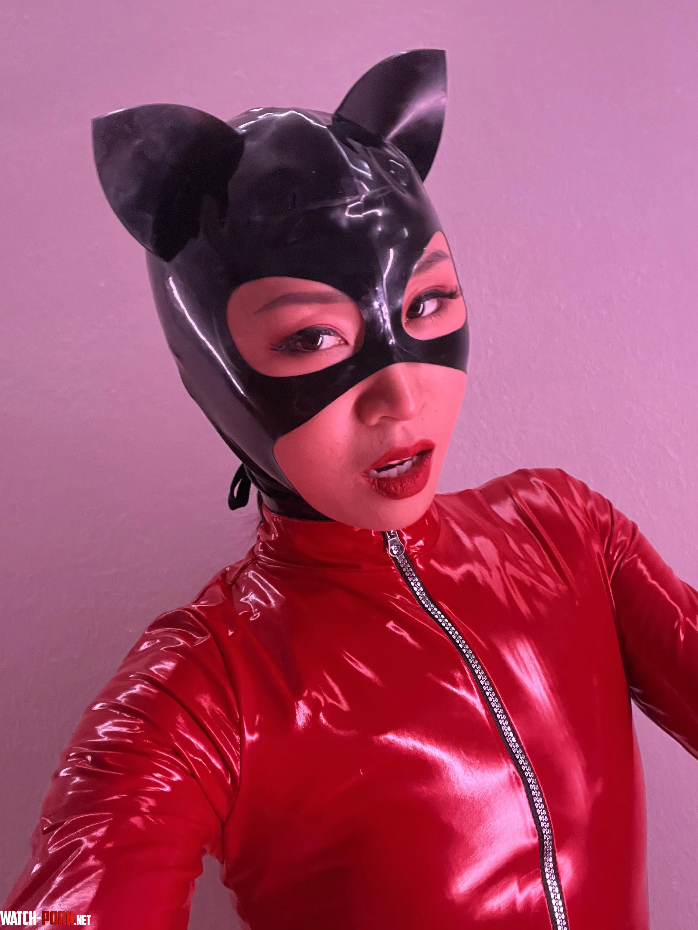 Cat women  Latex Hood amp Red PVC by HelloMissyMissy