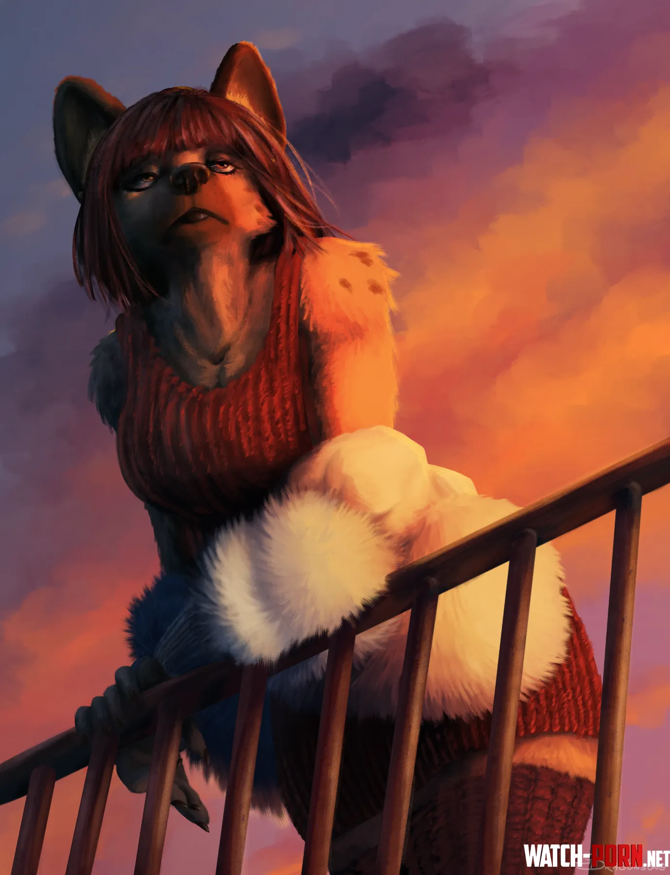 Hyena Sunset Art by me by GawainDragonsong