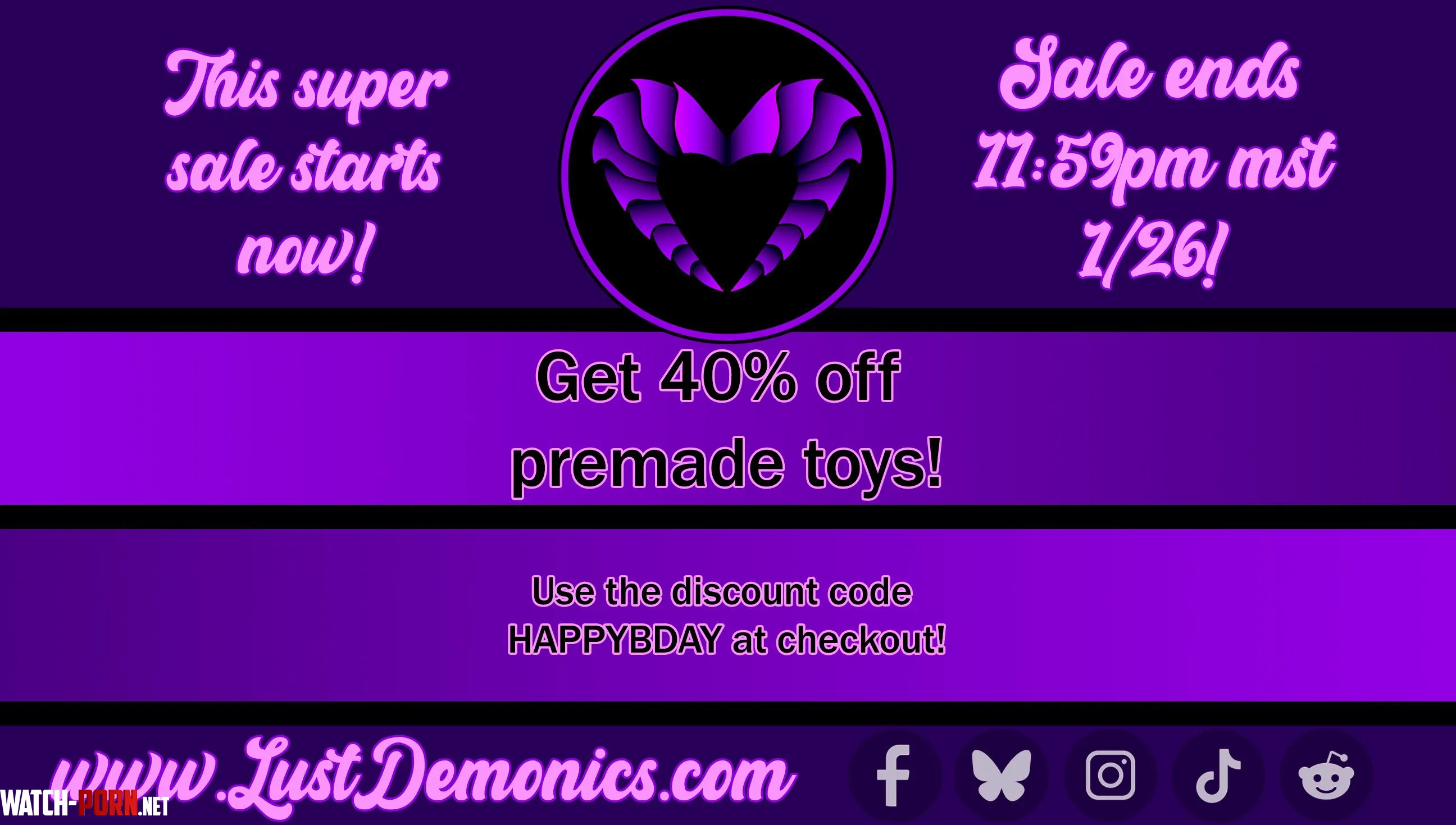 My birthday is coming up so I decided to have a huge sale Code HAPPYBDAY gets 40 off premade toys by Lust_Demonics