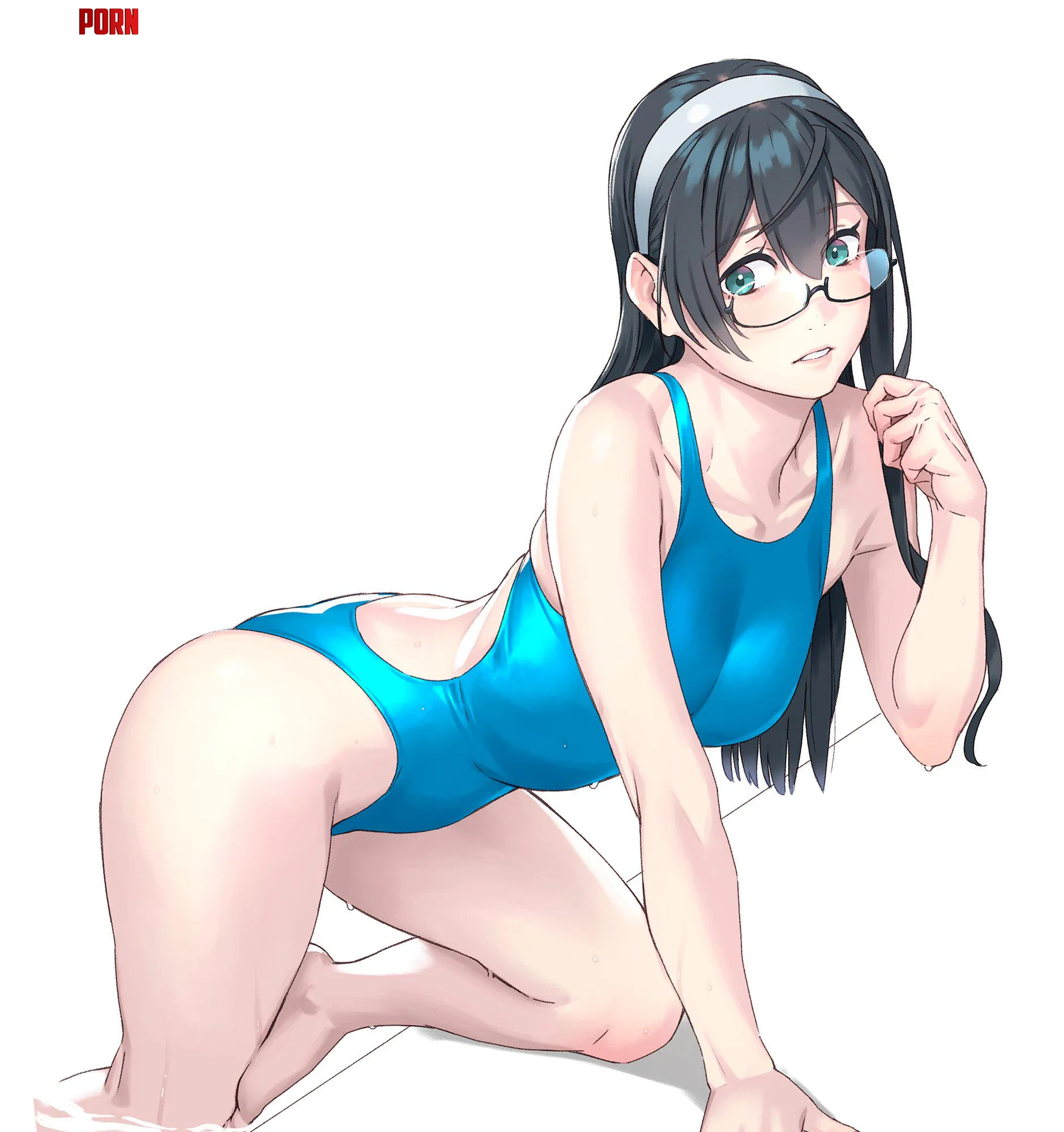 Ooyodo in a competition swimsuit Yuuji KanColle by llamanatee