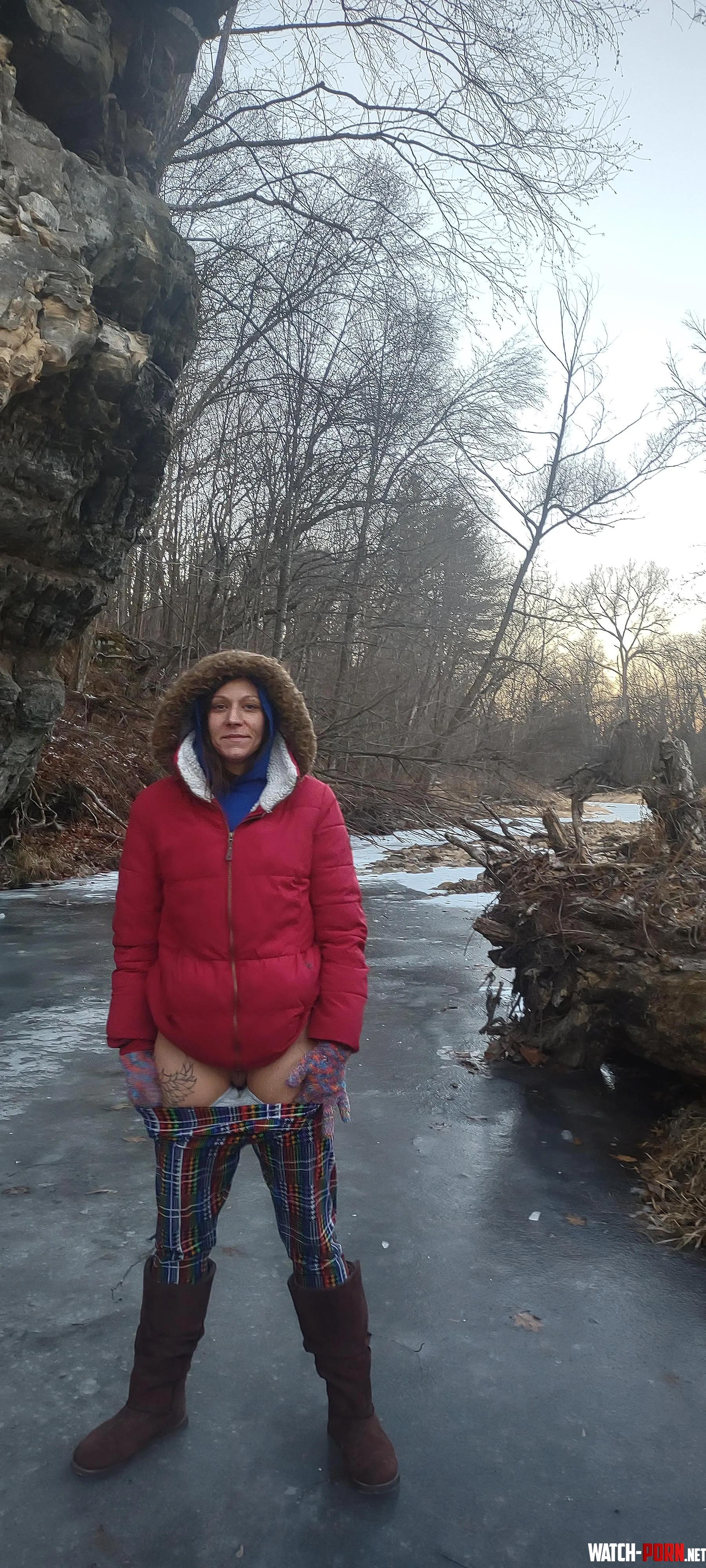 Hiking on a frozen creek by Newtynkerbell