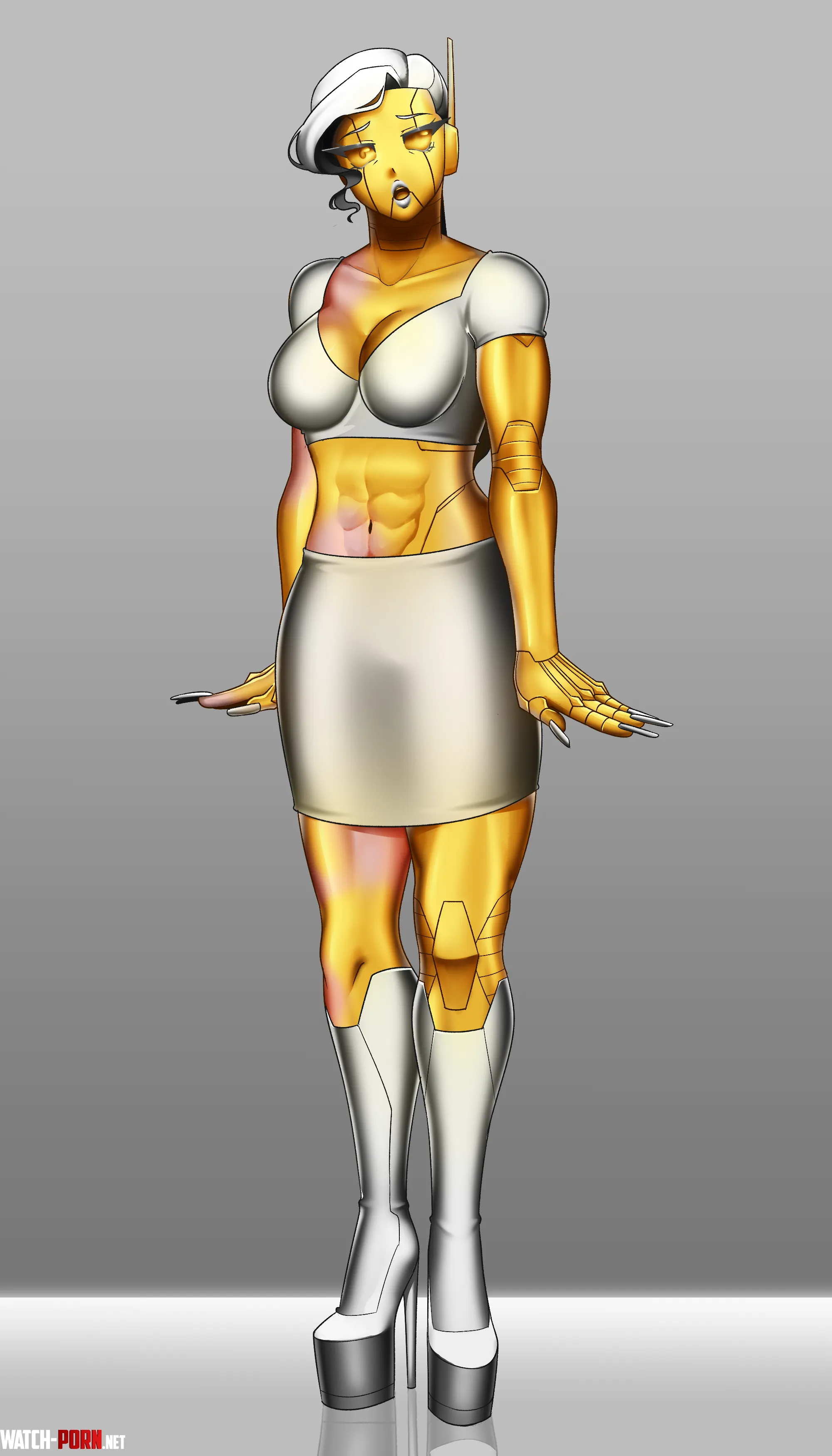 Golden Fembot transformation by Elafinahannah personal commission by Phantom05110