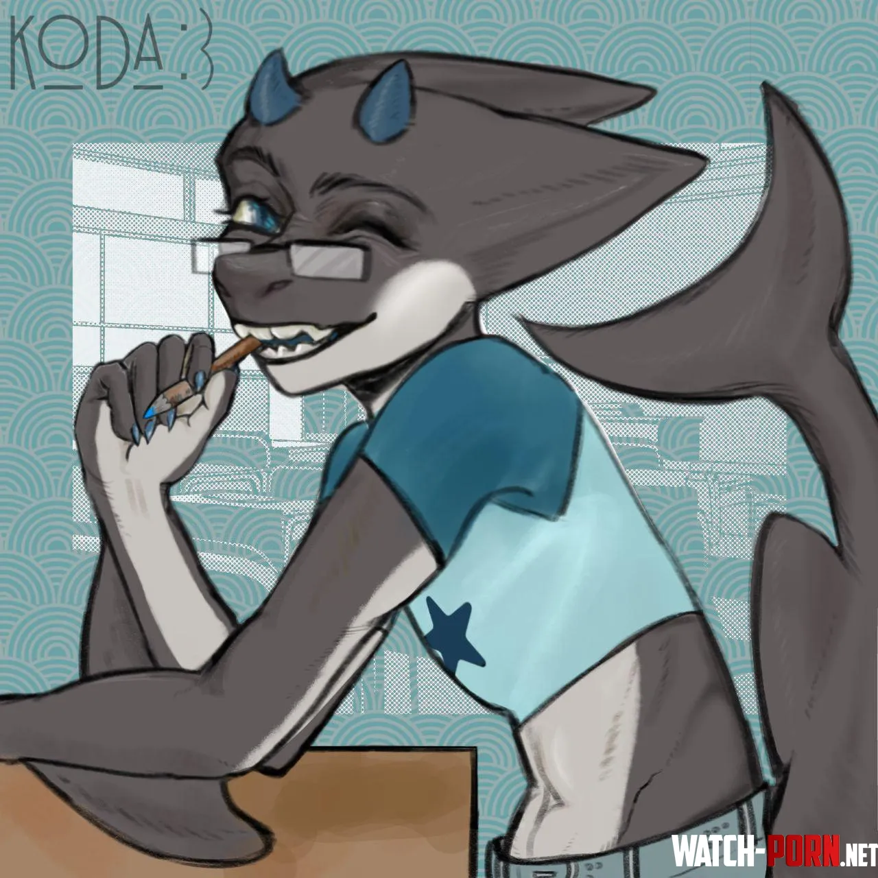 Doodle of my fursona by me by KODA_arts