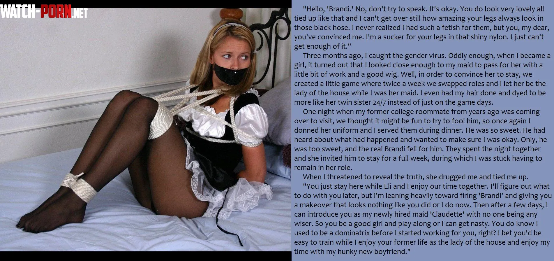 New Caption While I Flgure Out What To Do With You bondage caption gendertransformation kink m2f m2fcaption m2ftransformation magicaltransformation maid revenge stuck by AskedForTheMid0129