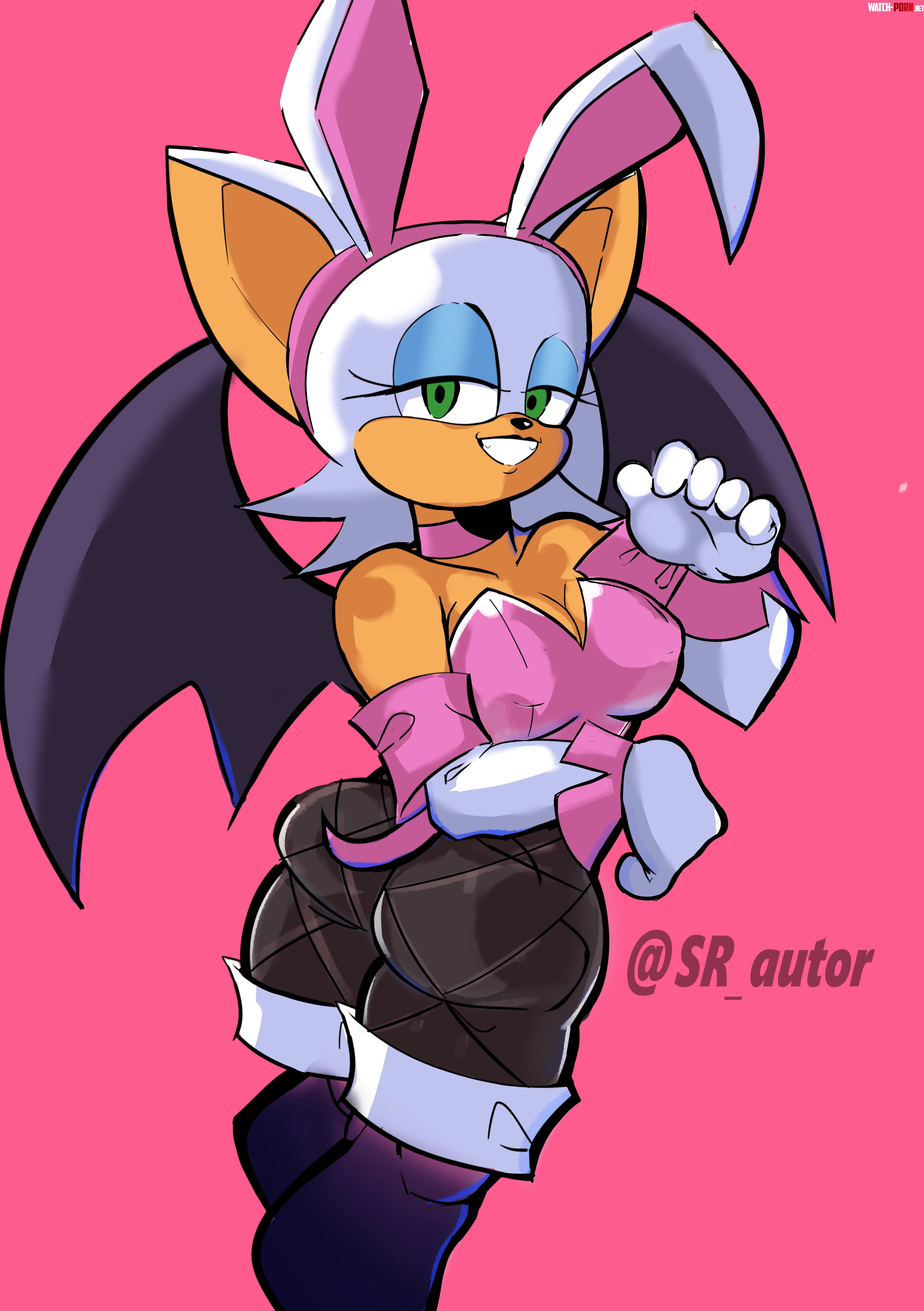 Rouge the Bat in a bunny outfit  by ograndeautor