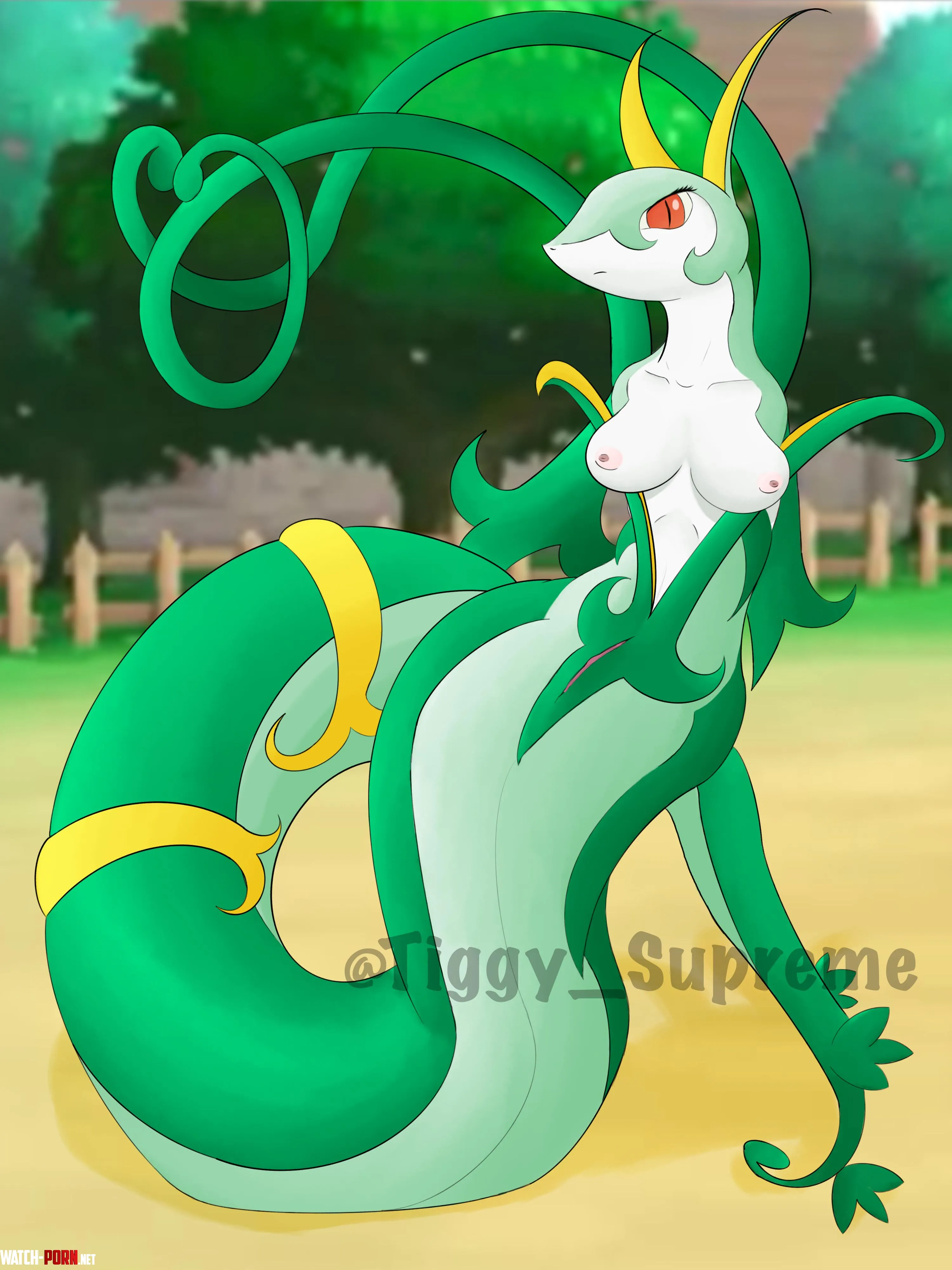 Anthro Serperior drawn by me by The_Art_Couple