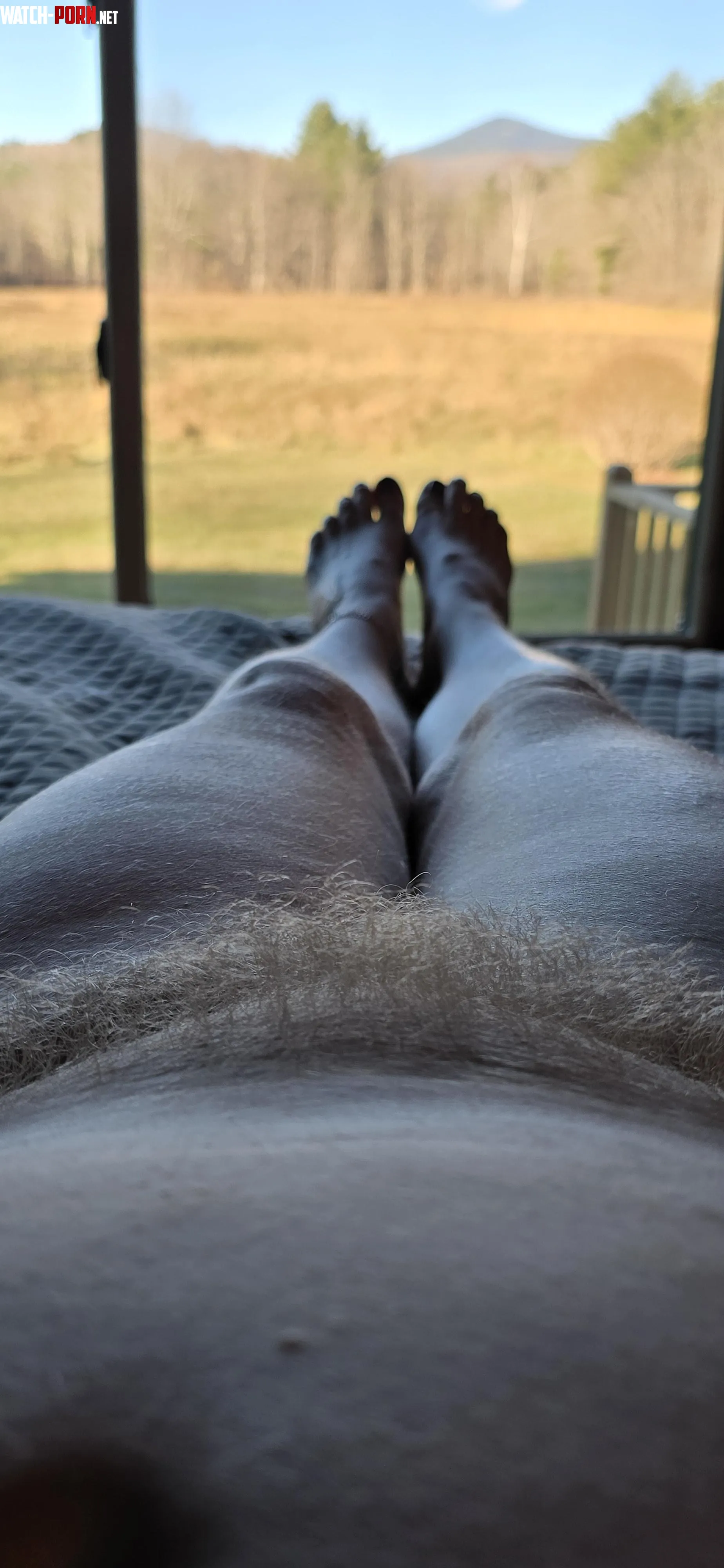 My view of the forestand my blonde hairy bush by Ferin_Official