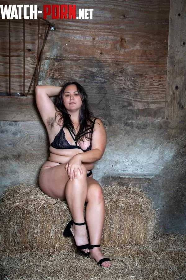 Hanging out in a barn with my furry pits and two piece by magicalravegirl