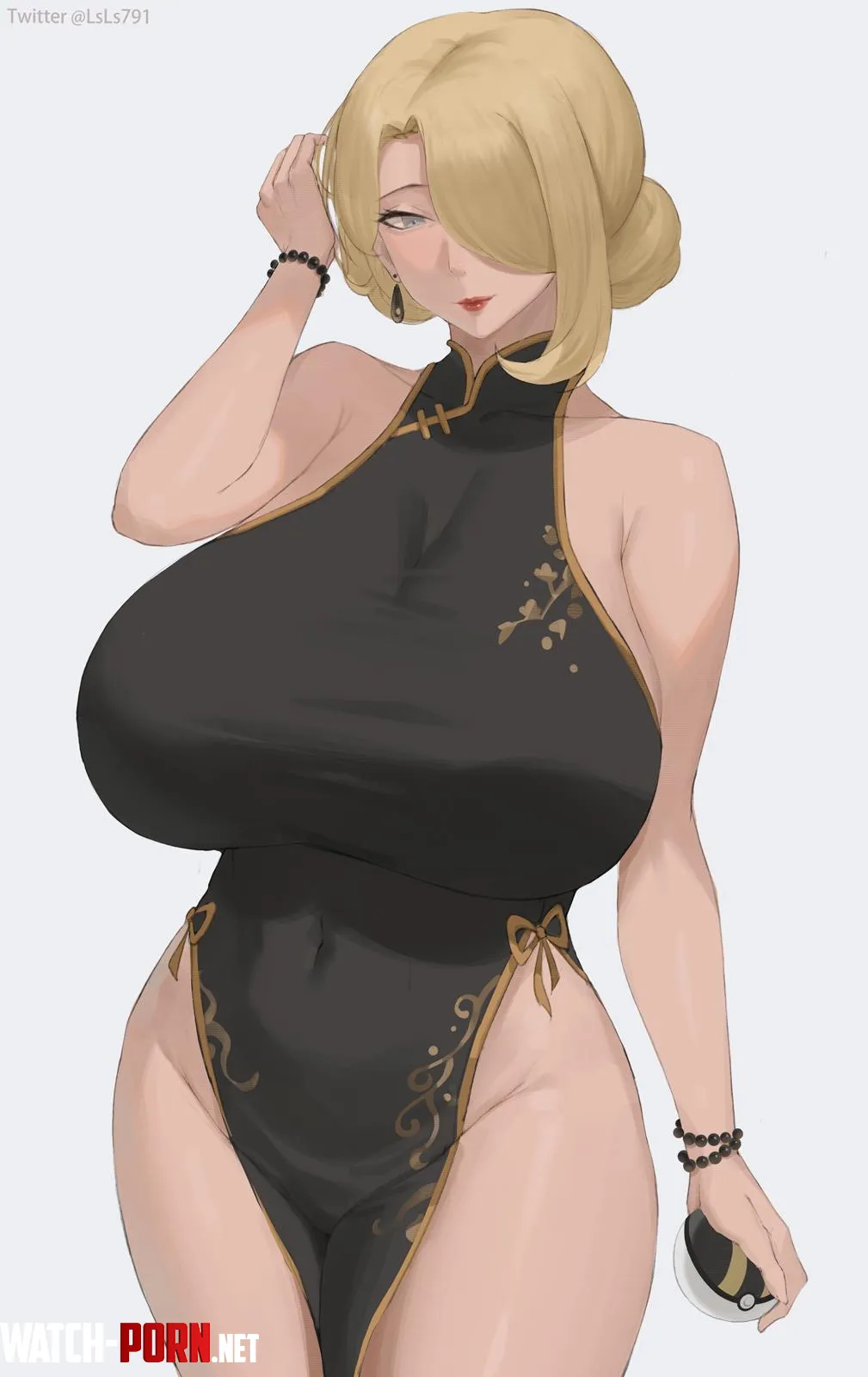 Cheongsam version of Cynthia Pokmon by Zewen_Senpai