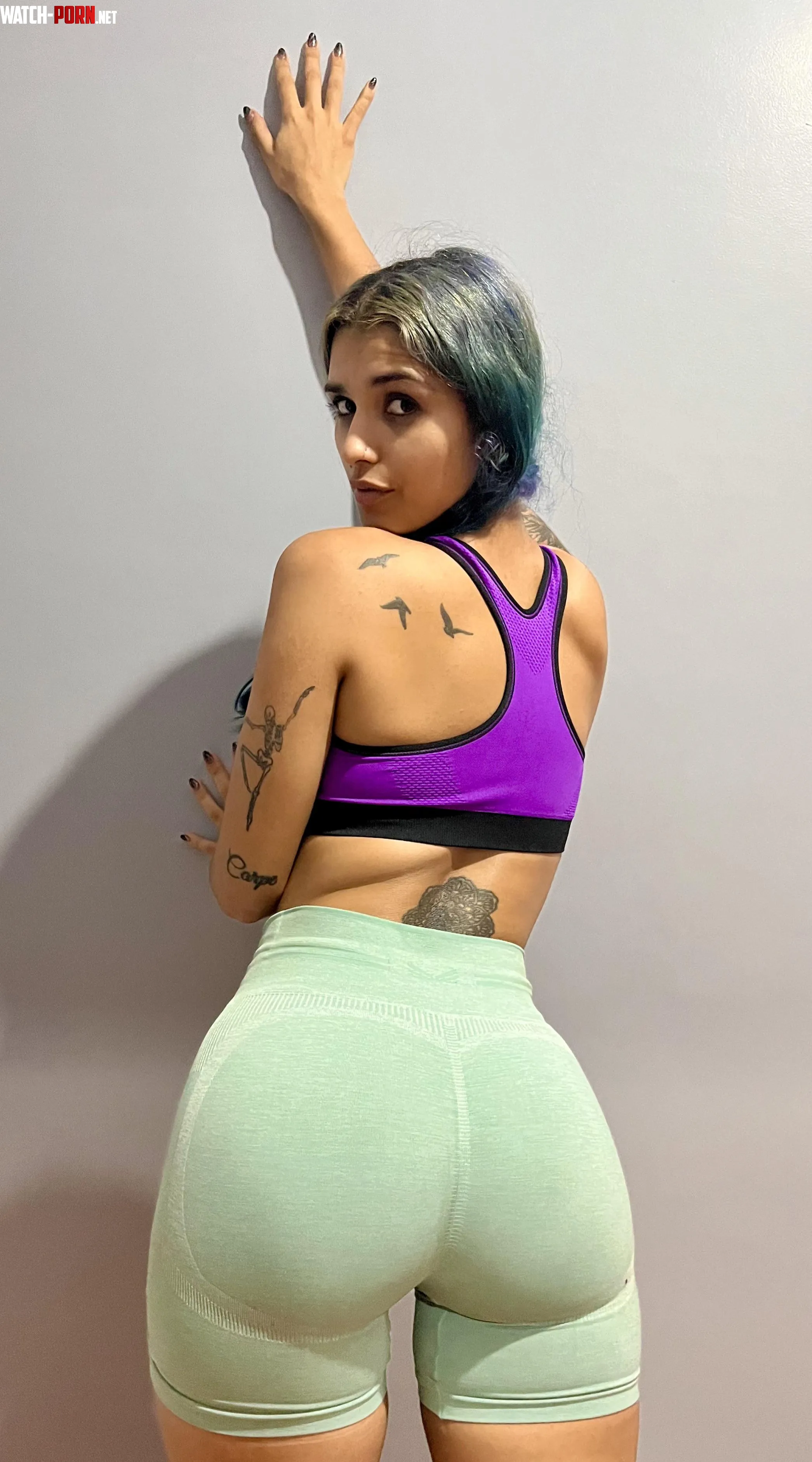 After the gym Mint green yoga pants on by tormentabb