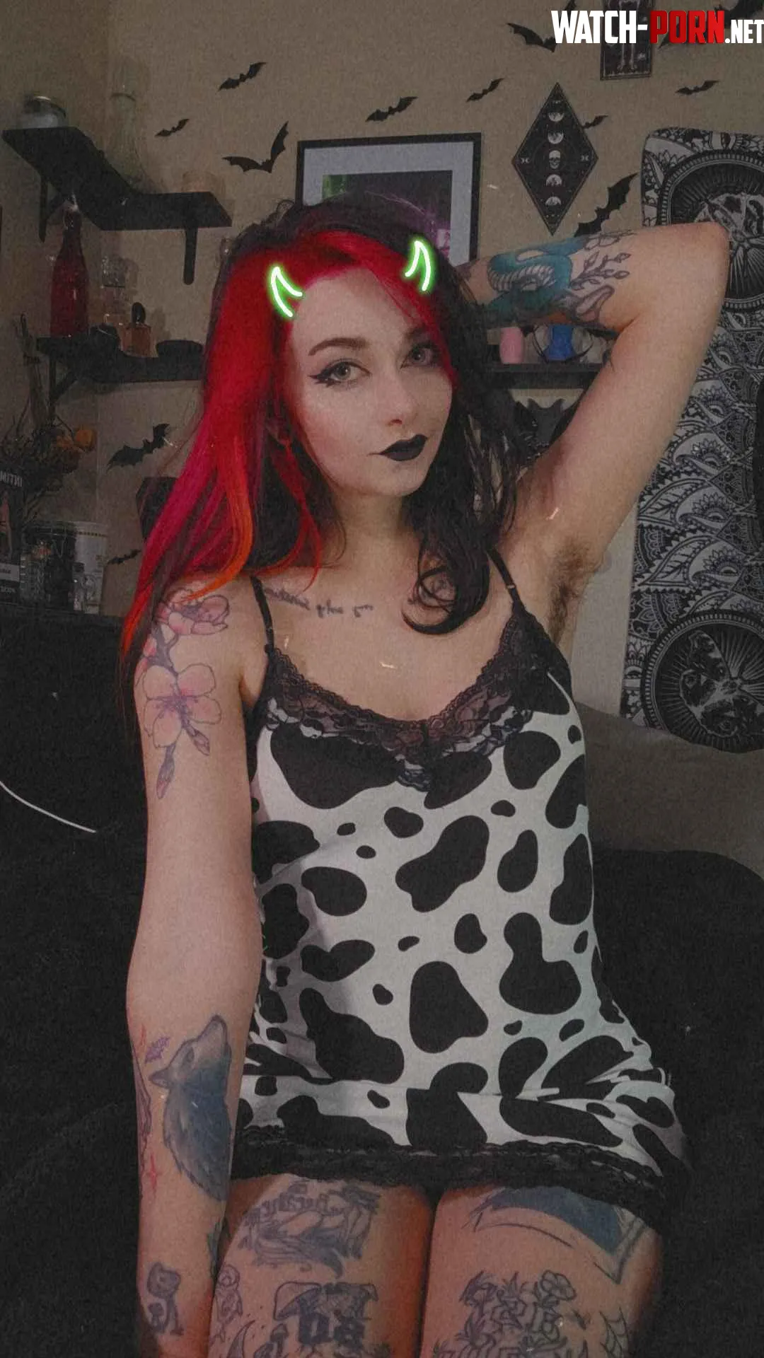 Goth girl in cow print looks good I think by LxttleFvxx