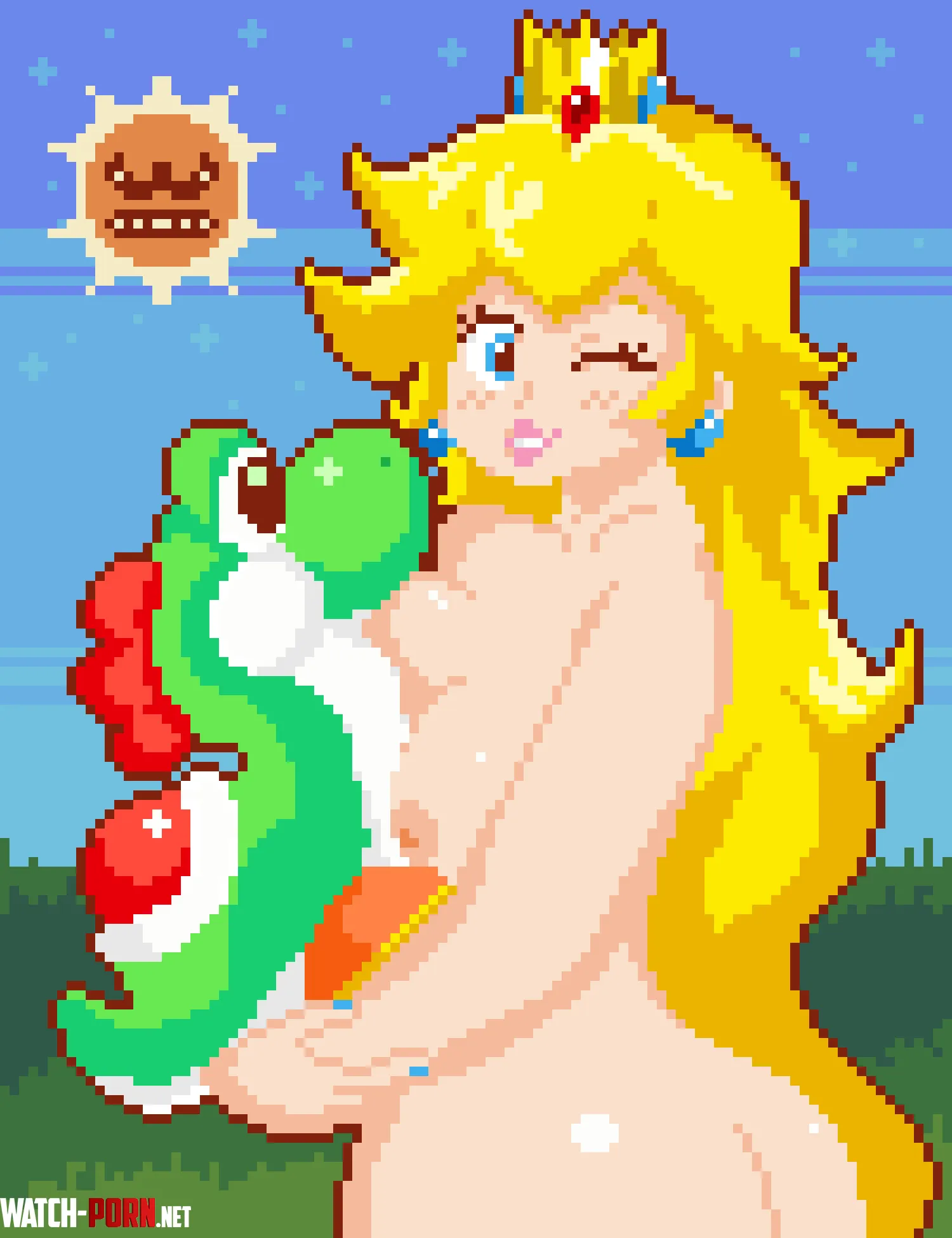 Peach with her plush yoshi ChickenBreasts by PinkiHoney