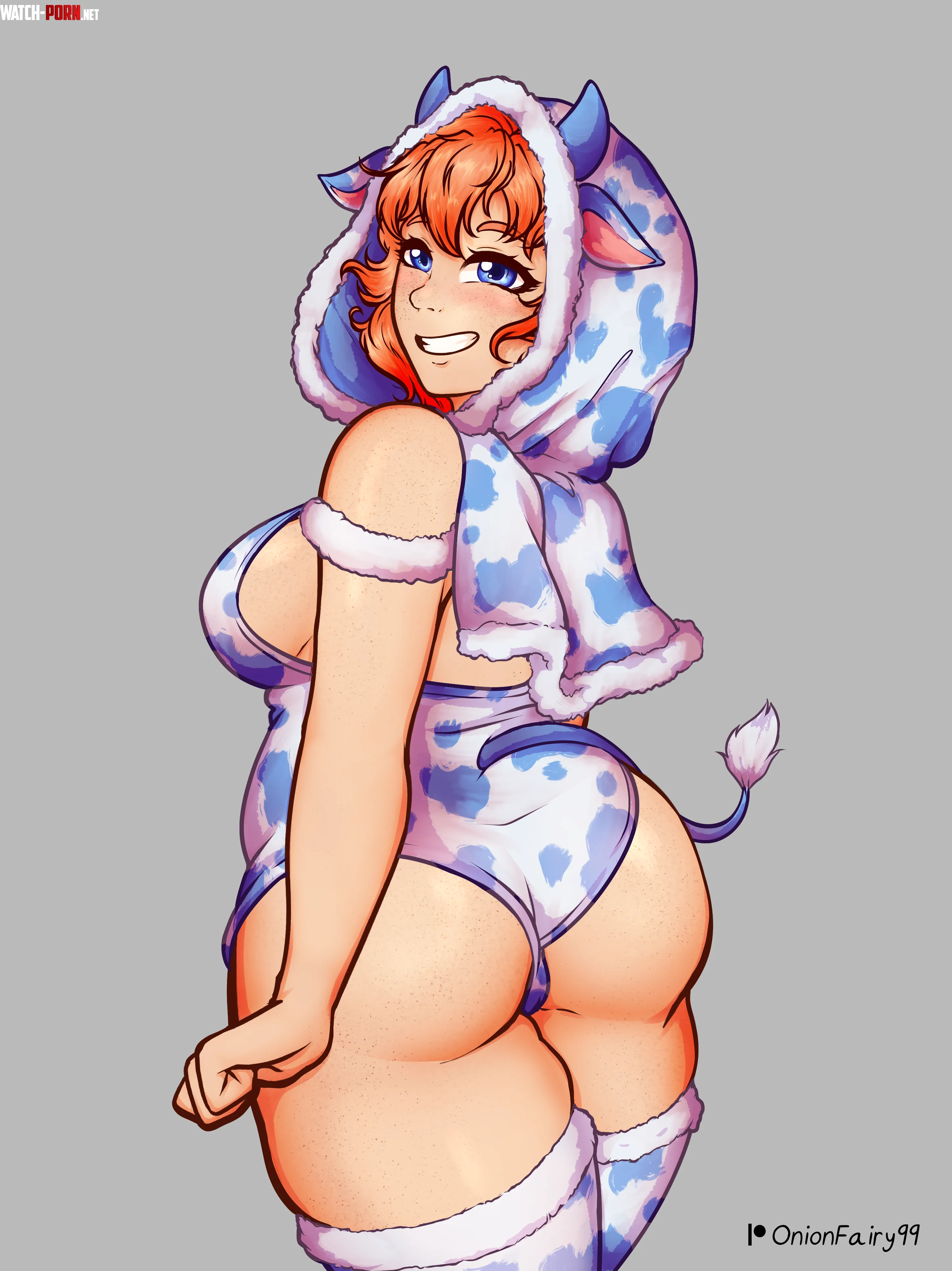 OnionFairyLewds Winter Cow Sayori by OnionFairy99