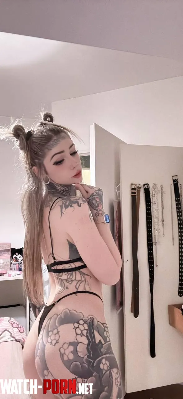 Well I think my little tattooed ass looks good with my black swimsuit by progamerayaka