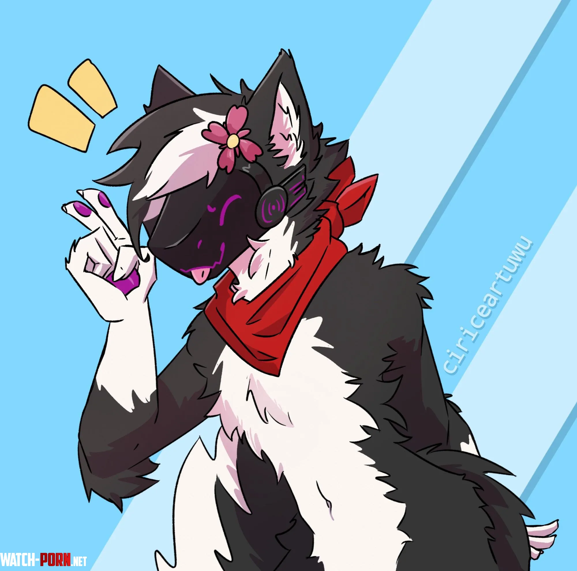 halfbody commission for a cute protogen boy 3 art by me ciriceartuwu on bluesky by Lellelarsson2008