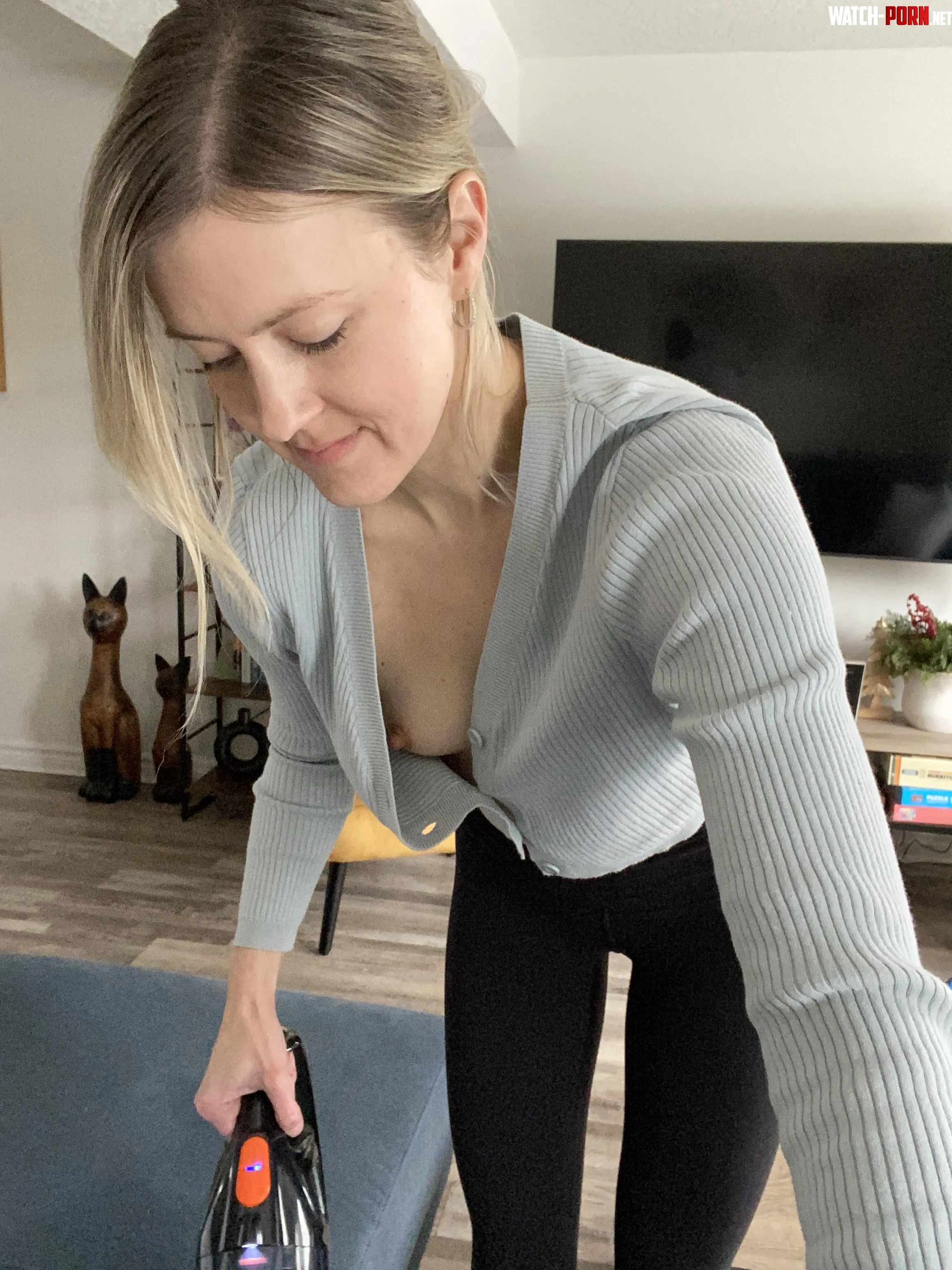 You arrive at your friends house for a get together but his wife is just doing some last minute cleaning before the other guests arrive by Liz_XO_