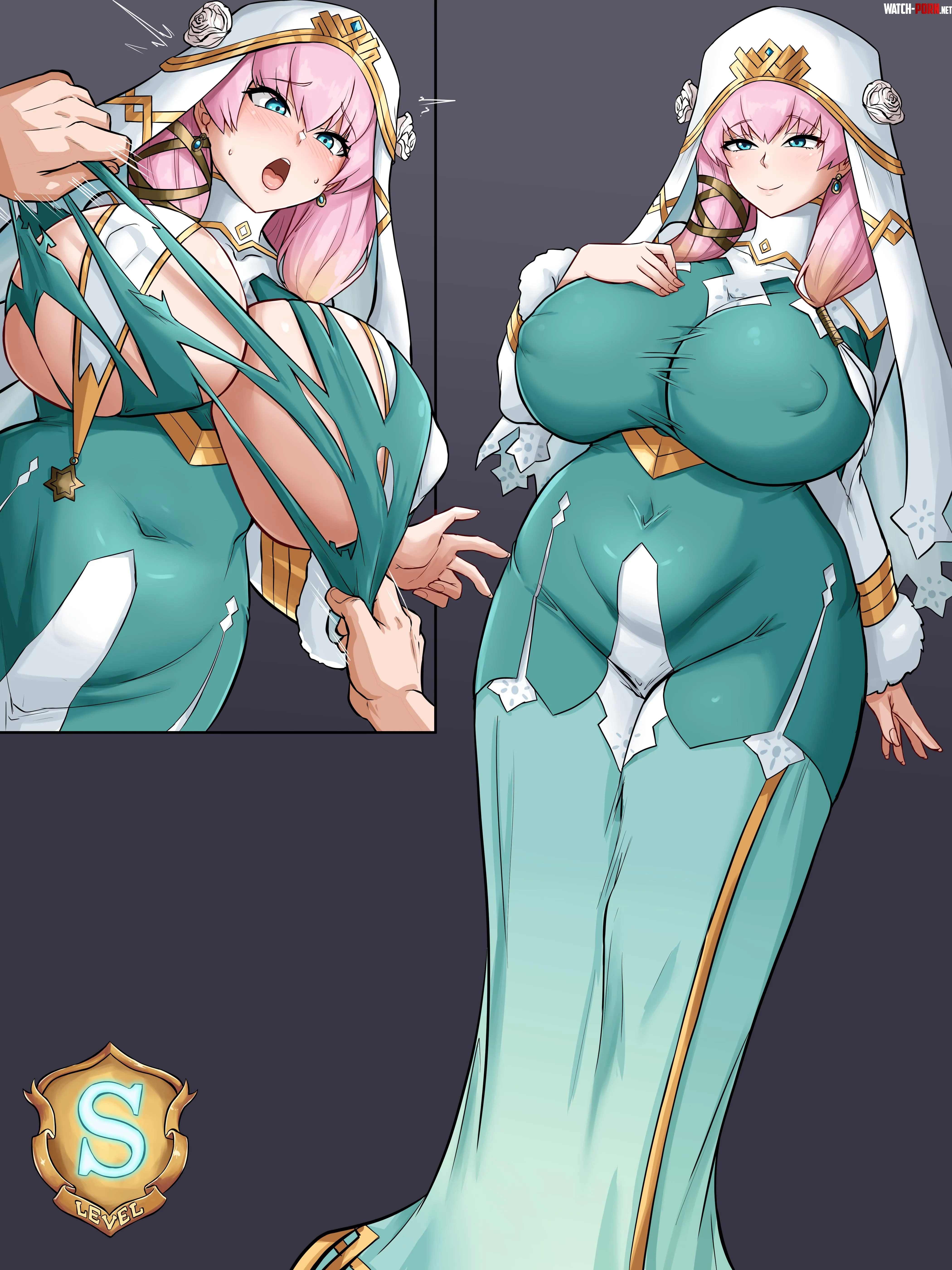 Priestess Gunnthras curves are bursting out of her robes Fire Emblem Mekabaryt by HarimProtagonest