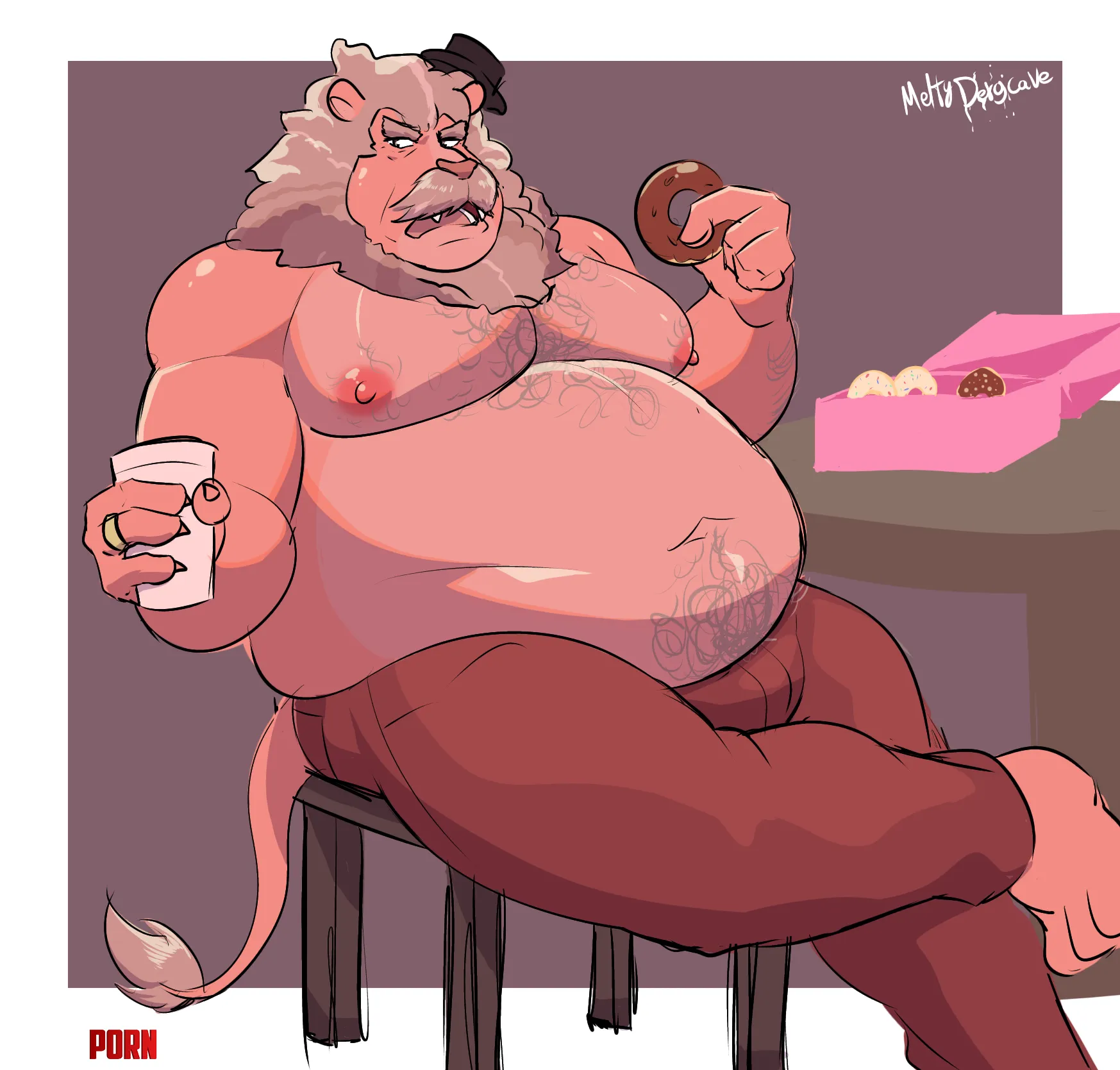 FURRY Eating donuts after work Art by me character by ArtByLeo26 by ElecRailVic