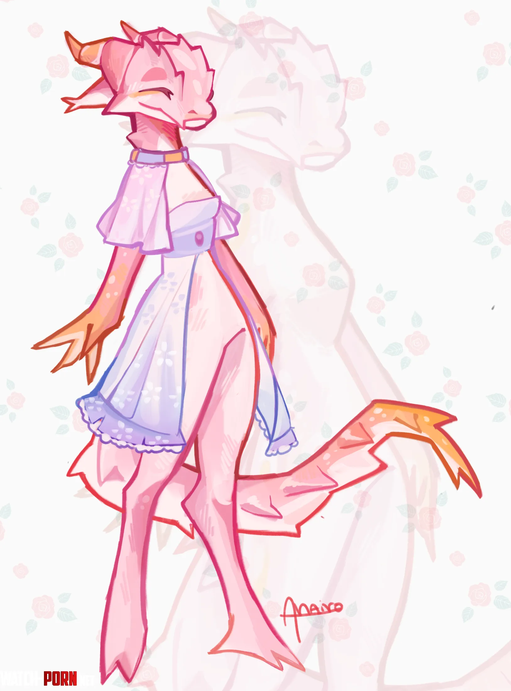 Pink kobold adopt open and art by me by Ana_Ori