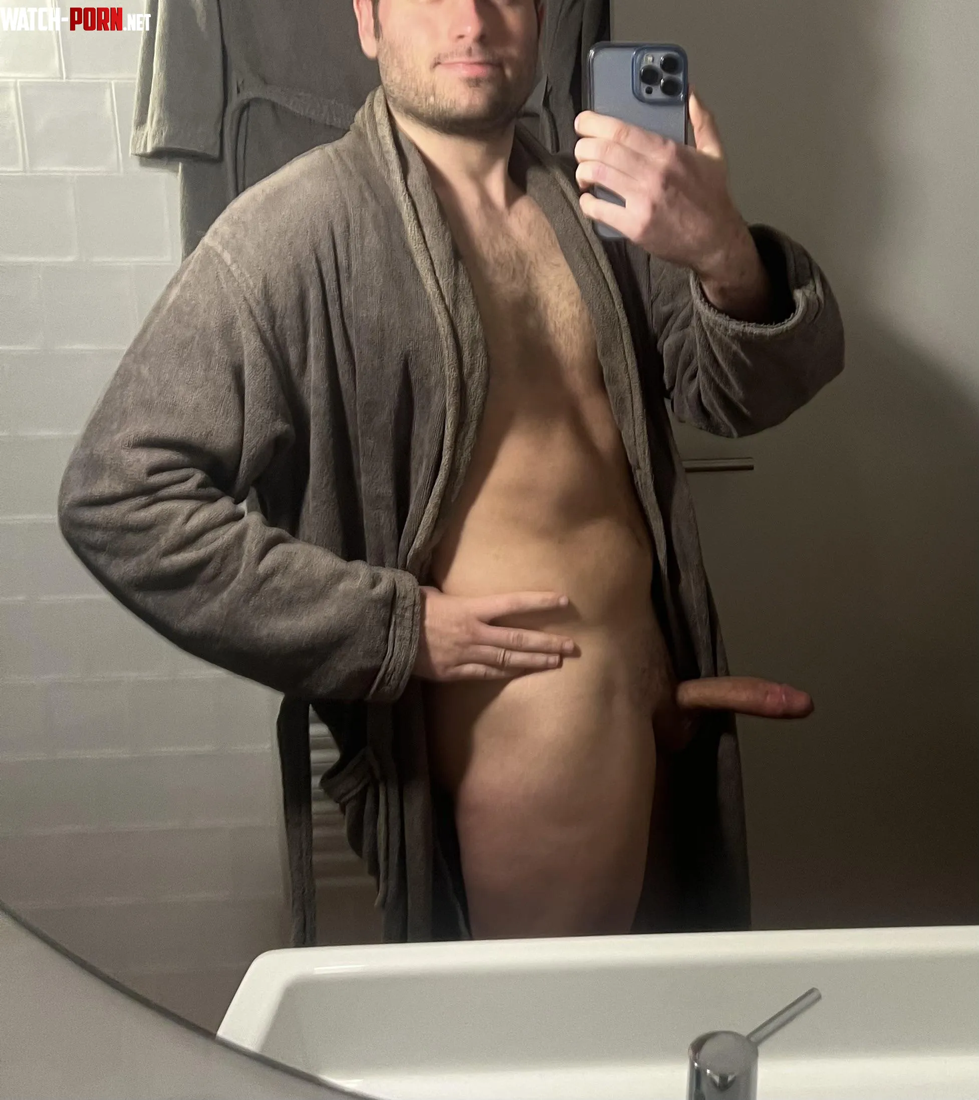 Freshly showered in my bathrobe by LocksmithSea3113