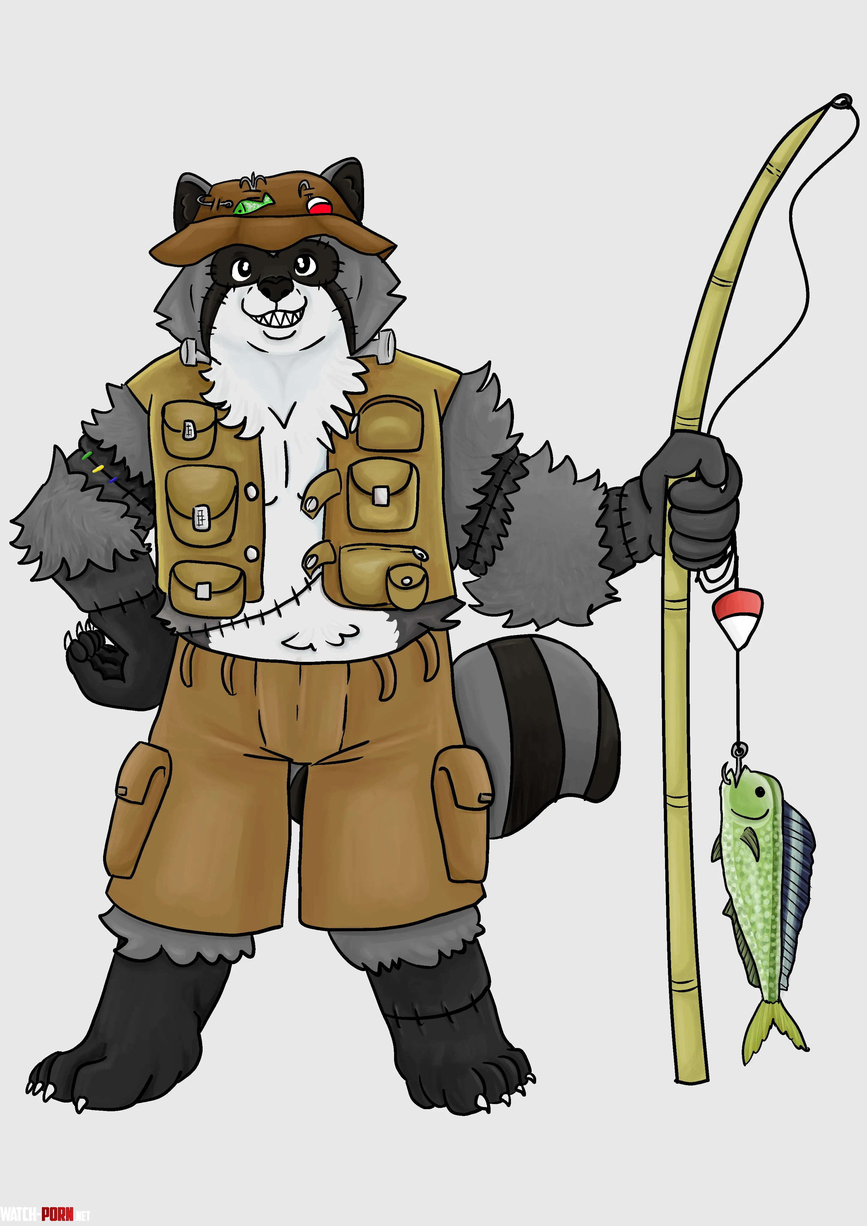 Raccon gone fishing  OC not my character by TransPossum