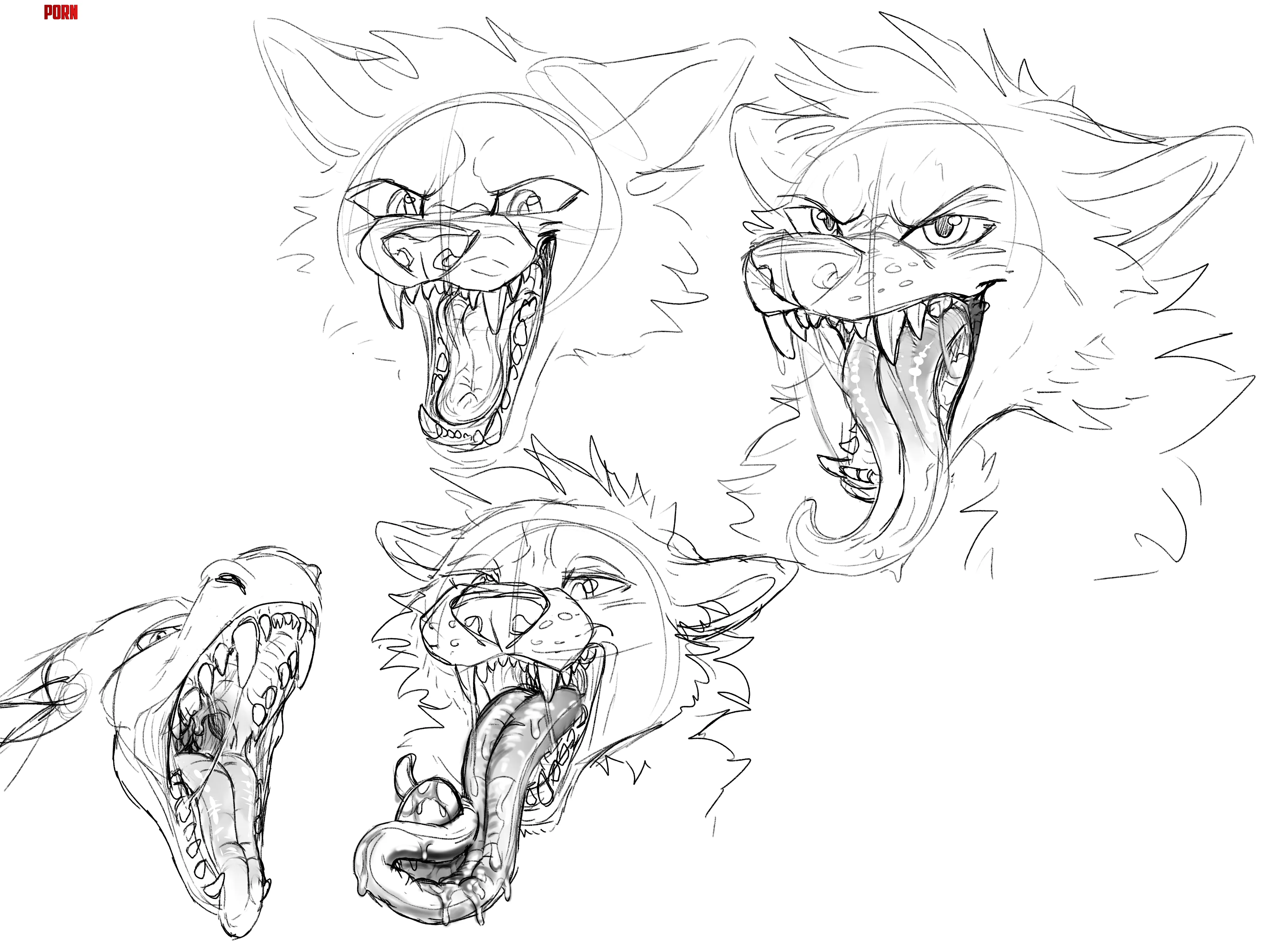 Image Mawshot Practice  Furry Maws and Tongue sketches by MotleyMosaicArt