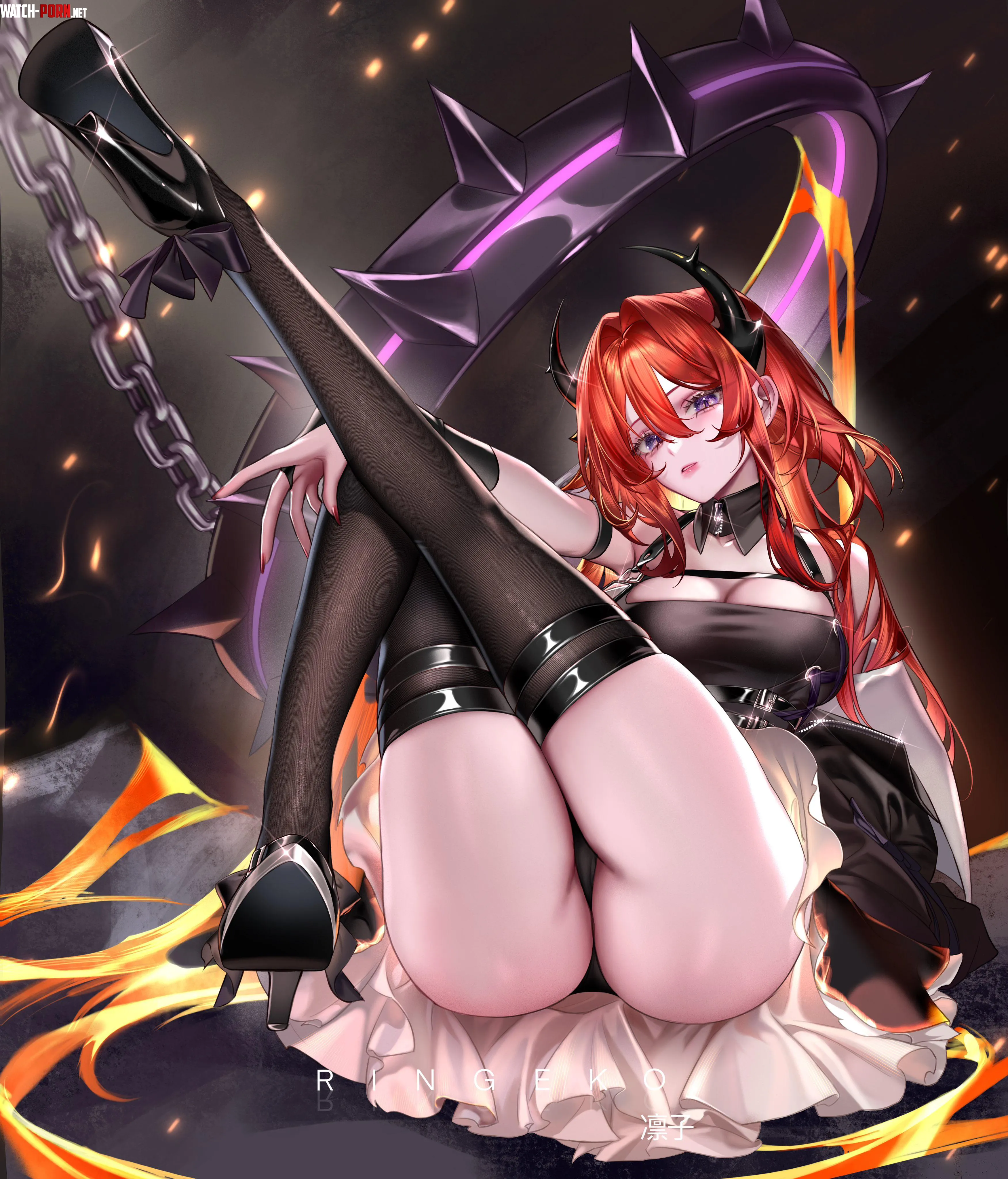 Surtr thighs Arknights by Silent_Steak_9540