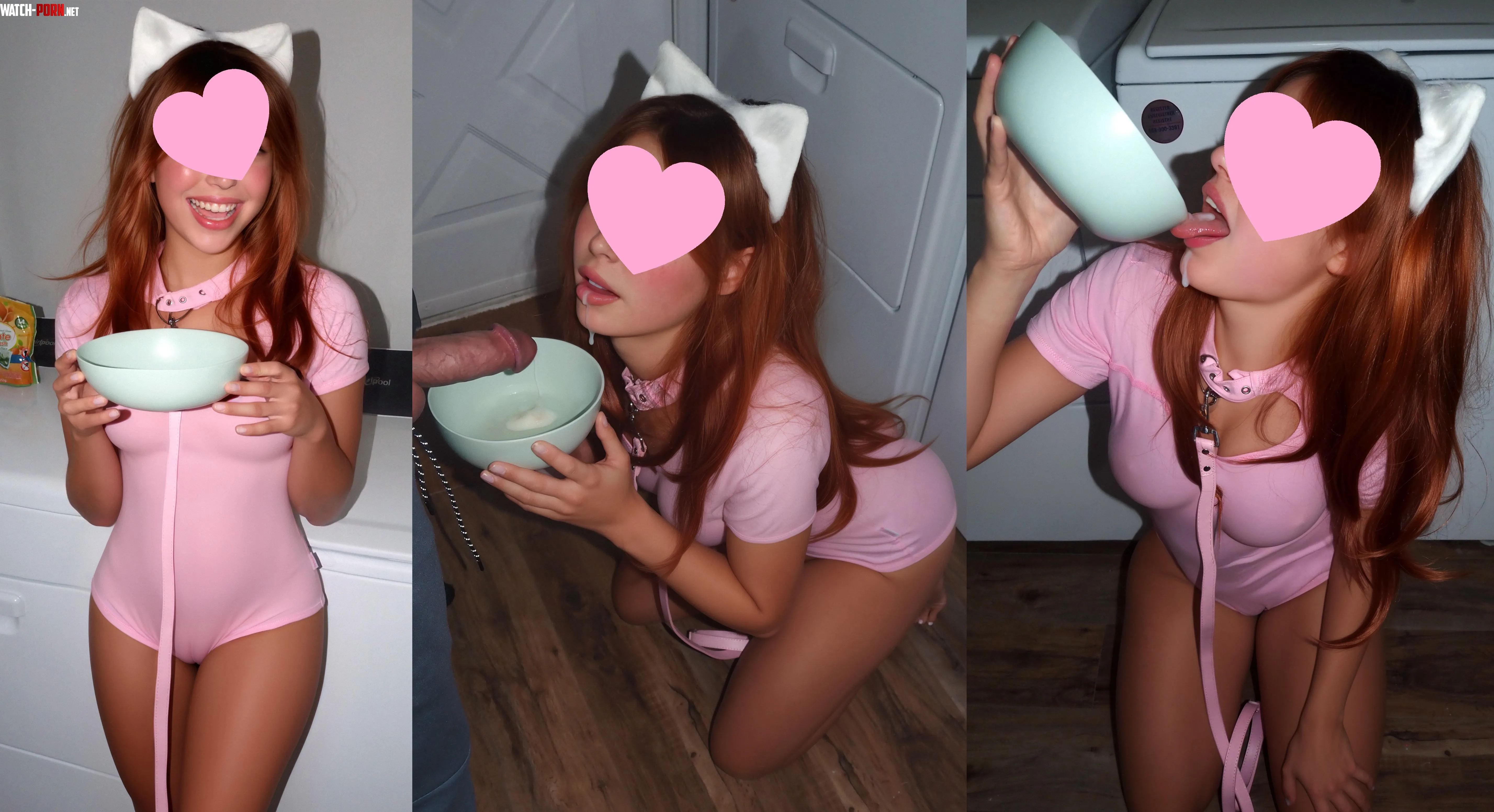 thank u for filling my bowl with cream I promise to drink it all like a good cum kitty by sex-pics