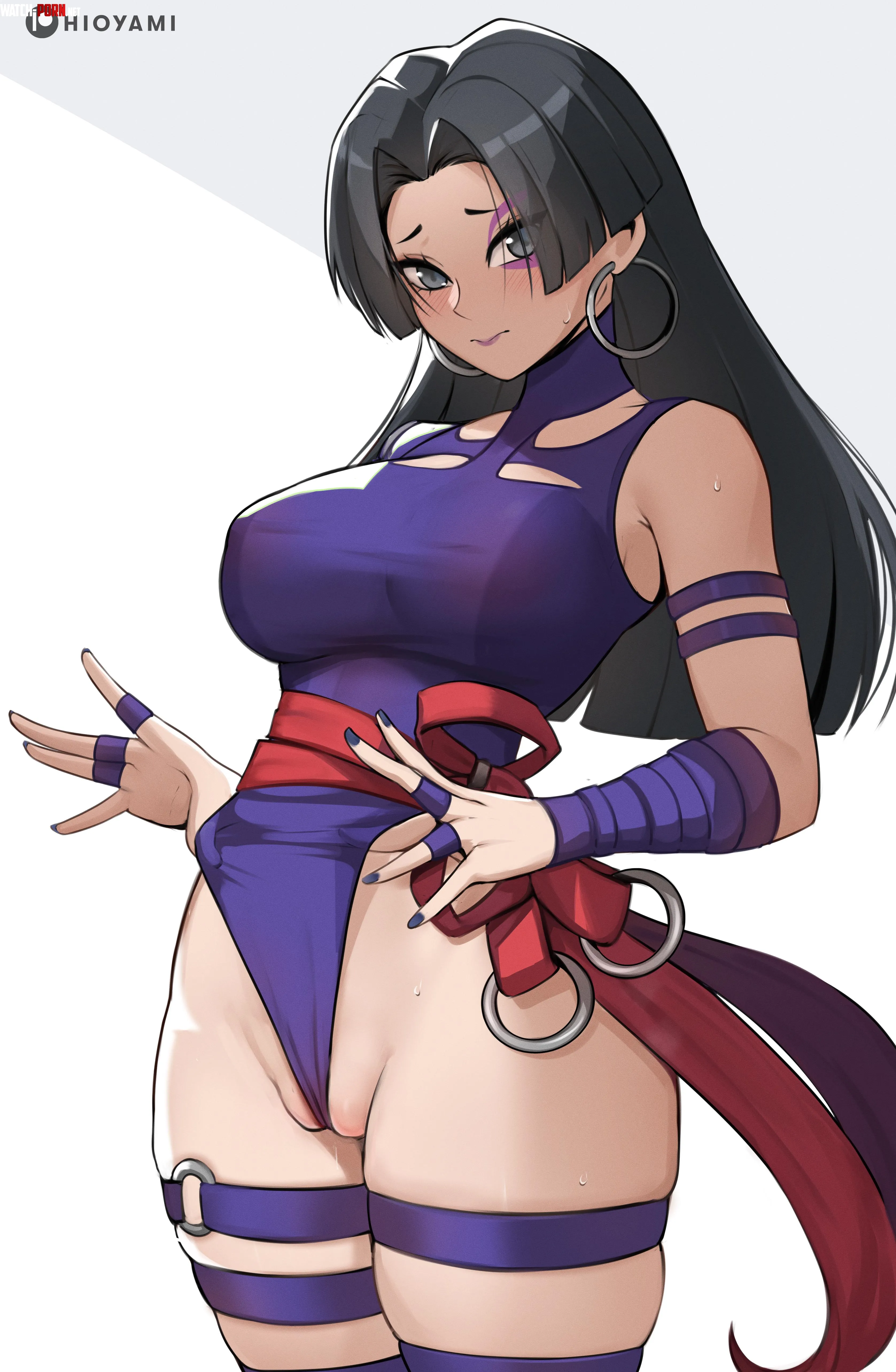 Psylocke adjusting her outfit drawn by hioyami by joshua11russ0