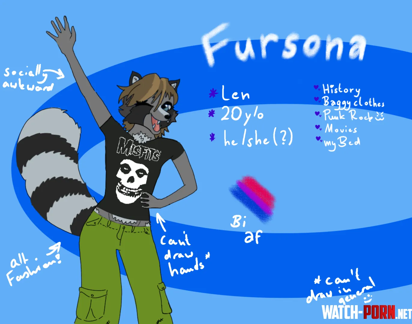 After being in denial for ages I finally accepted myself as a furry 3 So I made my first fursona p  its basically just me as a racoon but i like it i know it looks awful but you gotta start somewhere lol by SlutKMS