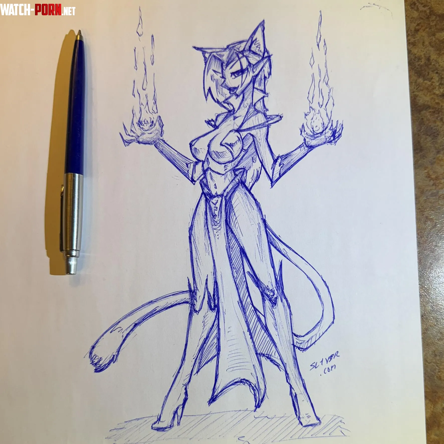 Neko Sorceress Placemat Sketch by sl1v3r8rt