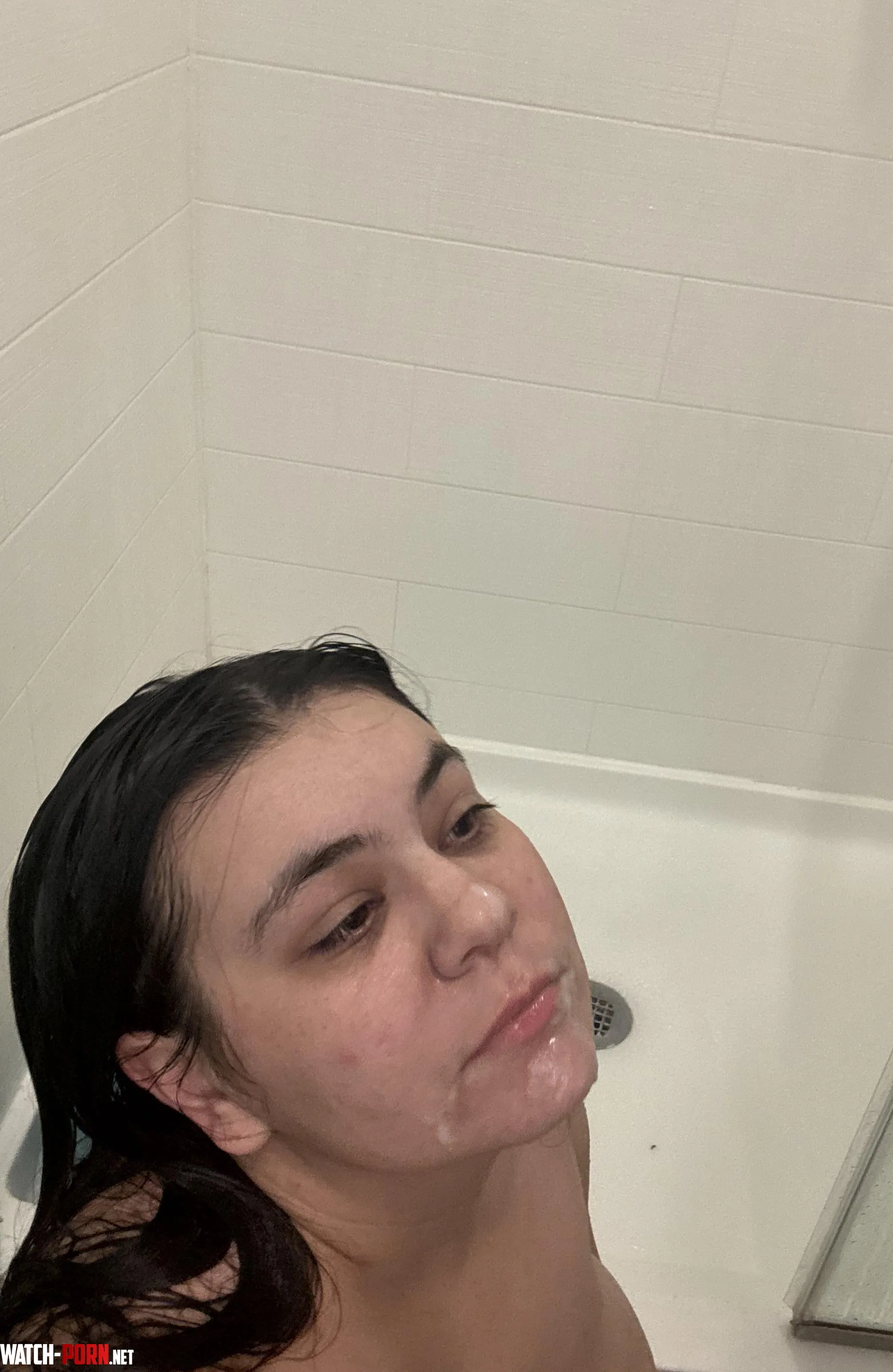 Cum clean mommys face after blow job in the shower by beachbae2012