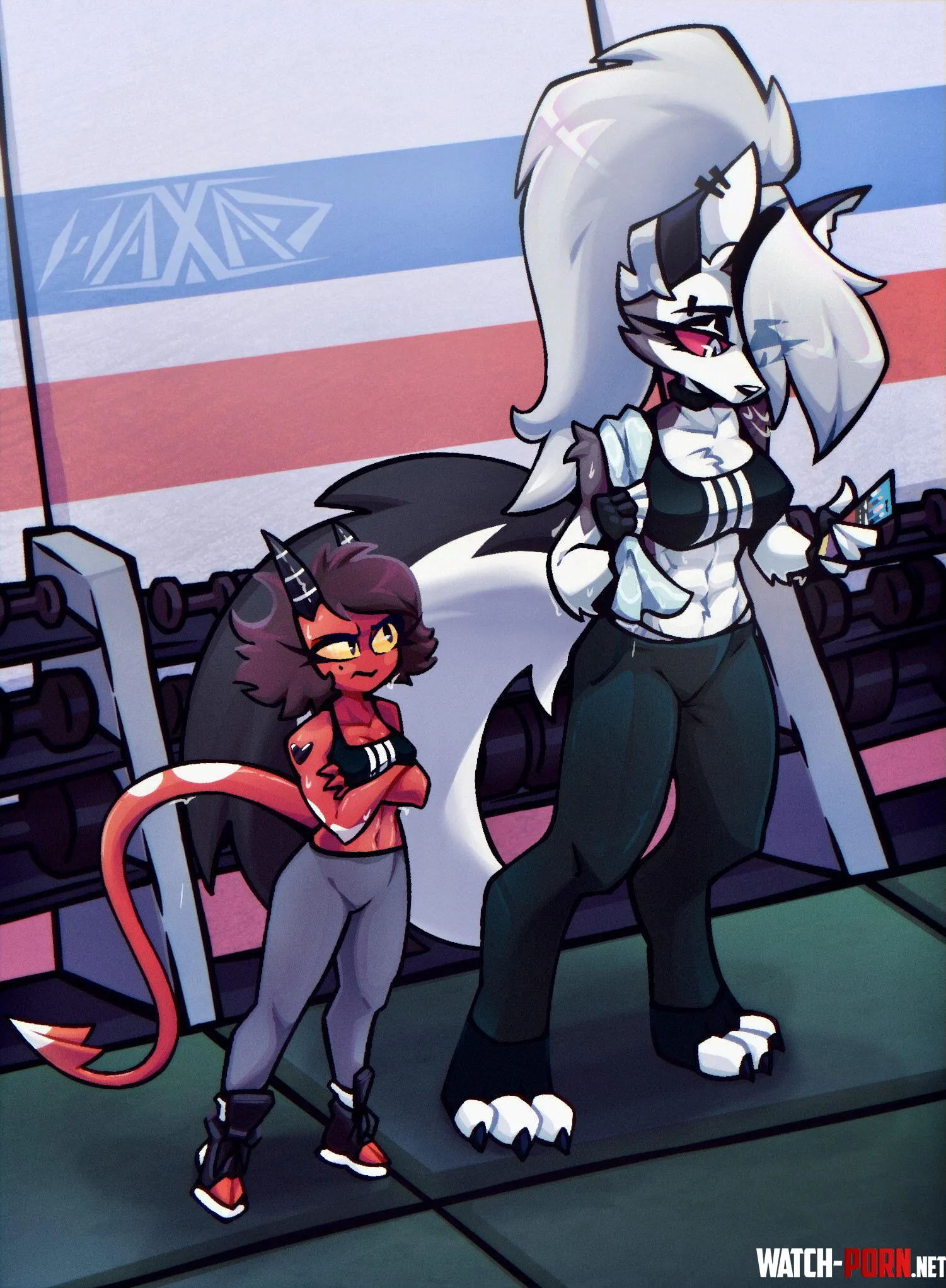 Loona and Millie at the gym HaxArts Helluva Boss by I_Am_Nioh