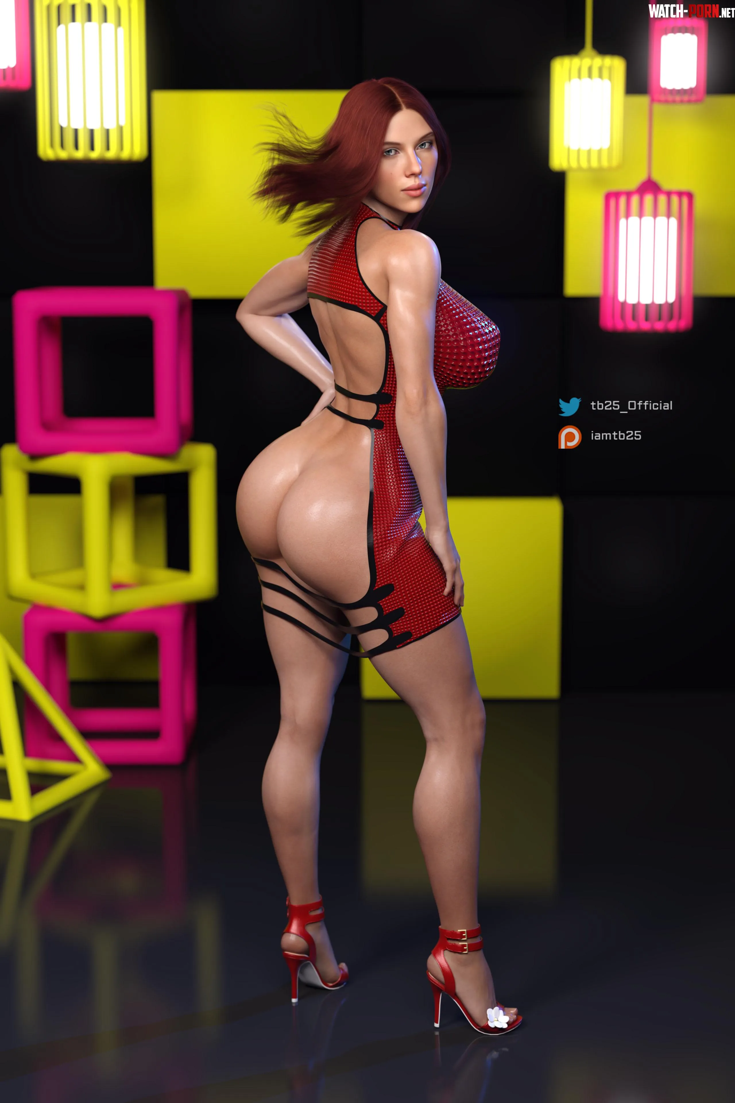 Black Widow Backless Red Dress TB25 Marvel by Cortxna