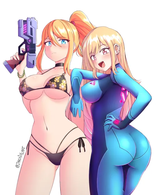 Thumbnail Samus trying on Marins bikini by Terran117