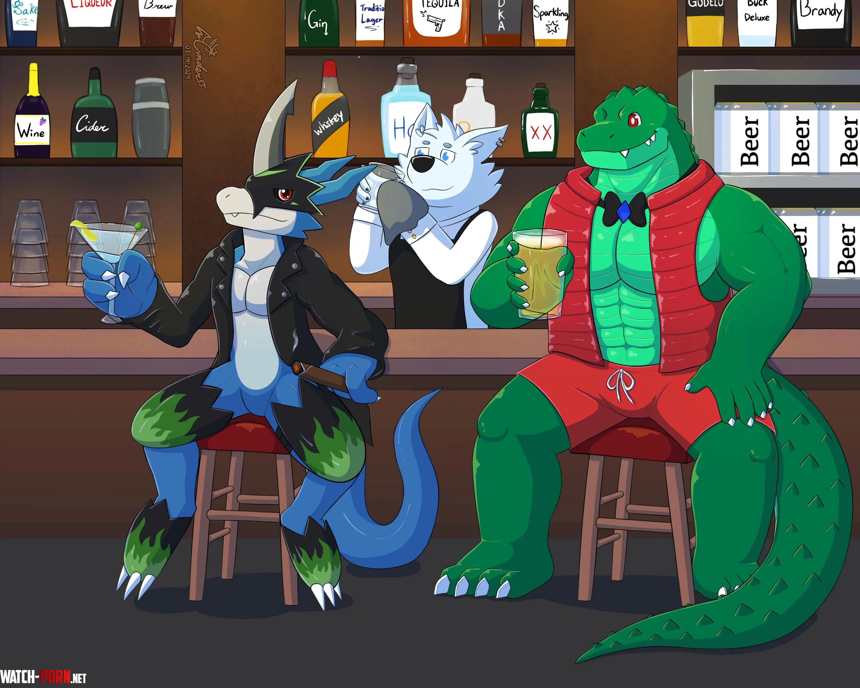 Drinking buddies  art by friend by RavenKnight696